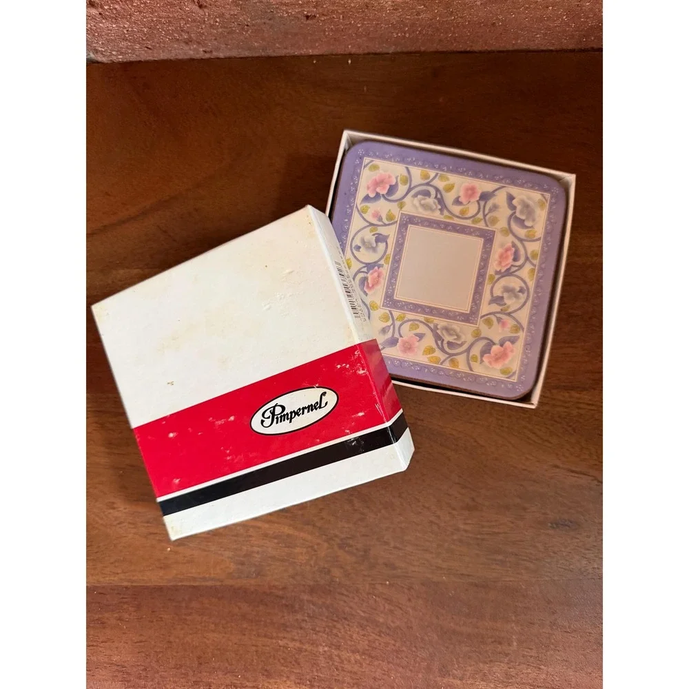 Pimpernel China Rose Set of 6 Coasters, Lavender Floral Pattern